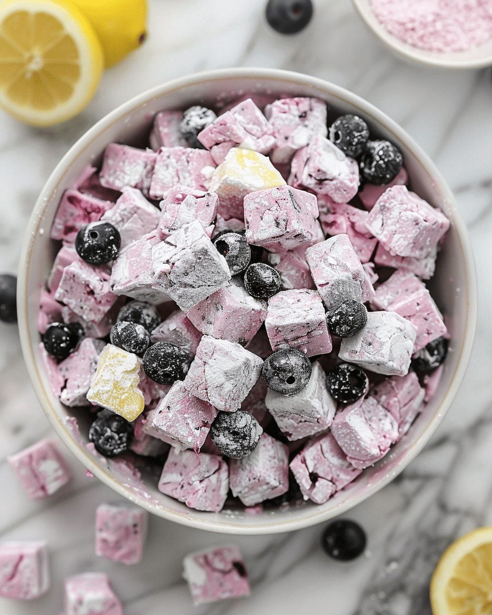 Blueberry Lemon Cheesecake Puppy Chow