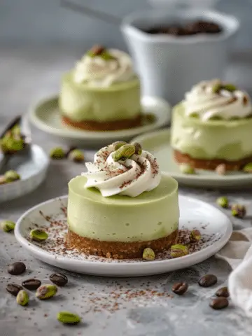 Mini Pistachio and Coffee Cheesecakes
