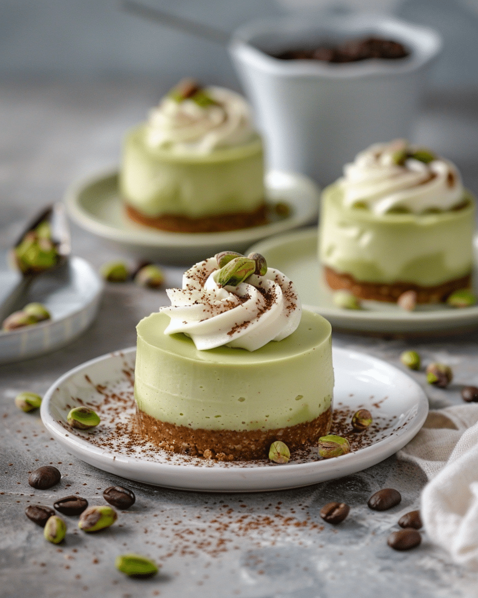 Mini Pistachio and Coffee Cheesecakes