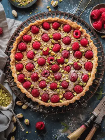 Pistachio and Raspberry Frangipane Tart