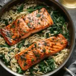 One Pan Salmon and Spinach Orzo
