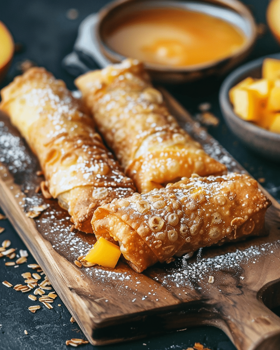Peach Cobbler Egg Rolls