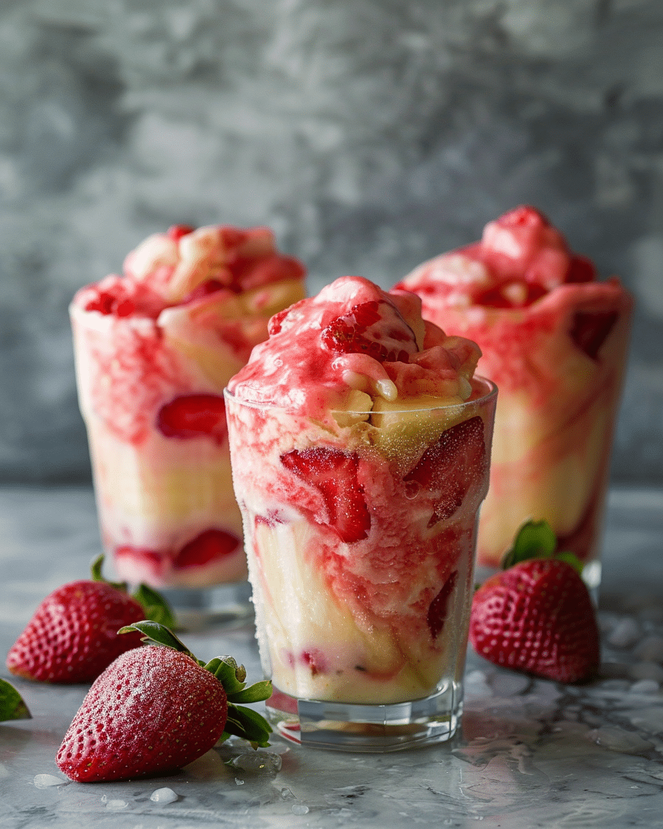 Pineapple Strawberry Swirled Slushies
