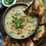 Spicy Jalapeño Popper Soup with Grilled Cheese Dippers