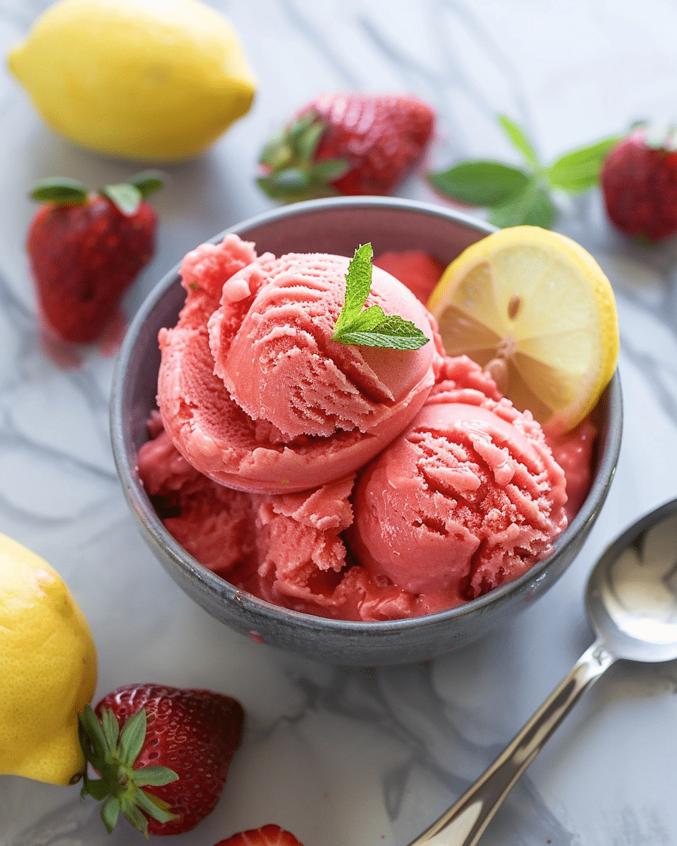 Strawberry Lemon Sorbet