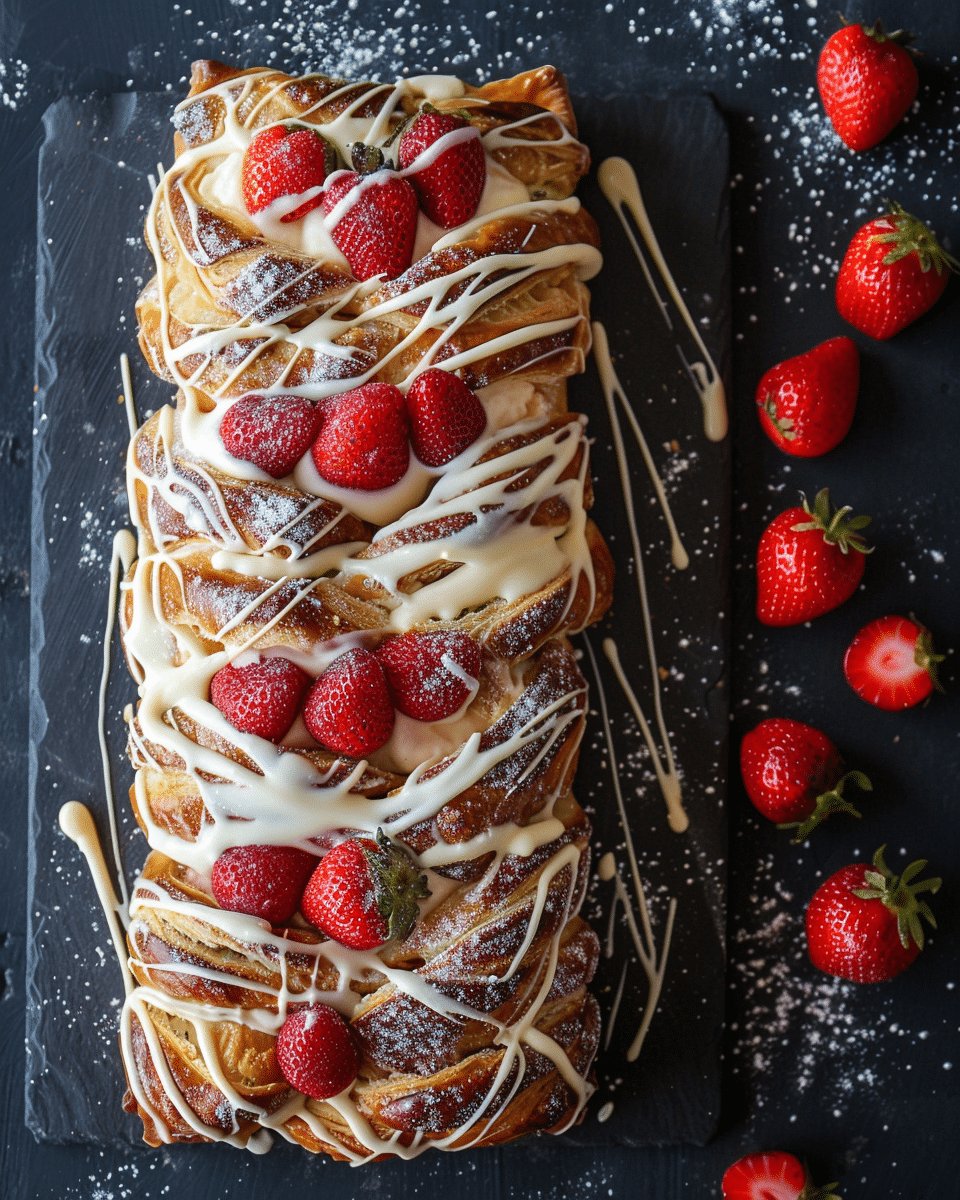 Strawberry Mascarpone Puff Pastry Braid