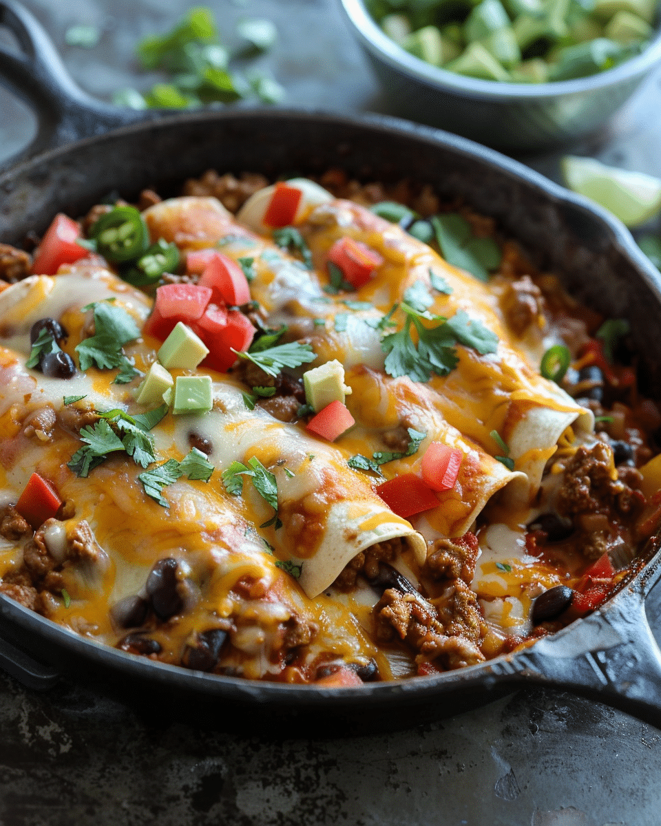 Beef Skillet Enchiladas