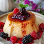 Brazilian Coconut Flan with Berry Sauce (Manjar Branco)