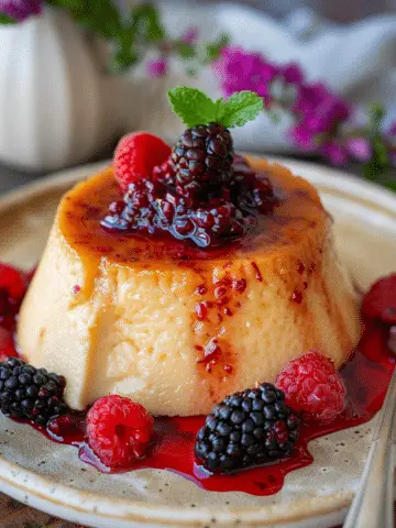 Brazilian Coconut Flan with Berry Sauce (Manjar Branco)