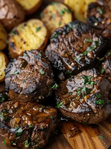 Cowboy Butter Steak Bites with Air Fryer Baby Potatoes