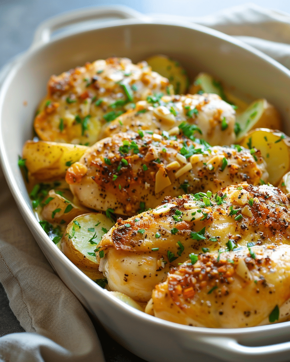 Crockpot Garlic Parmesan Chicken and Potatoes