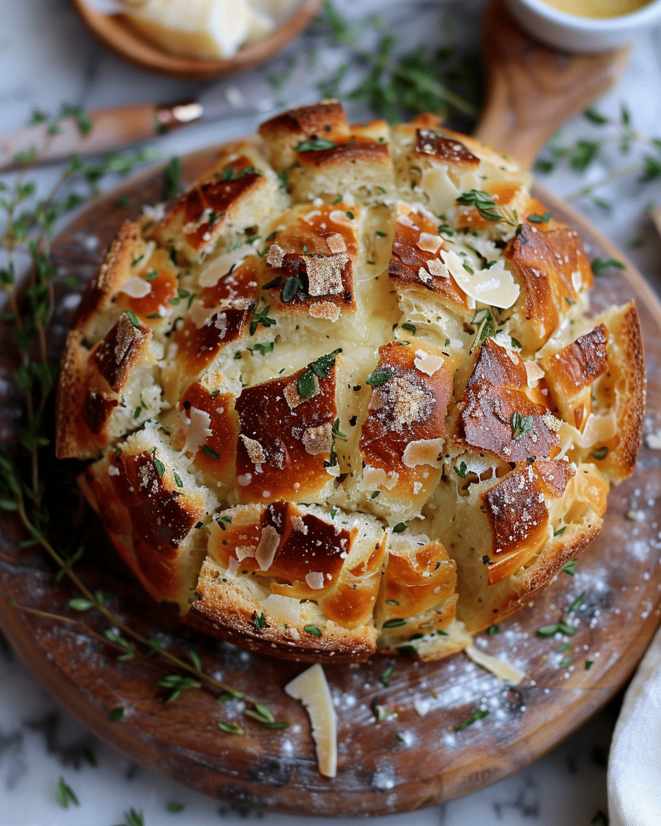 Roasted Garlic Parmesan Pull-Apart Sourdough