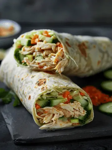 Shredded Chicken Wrap With Cucumber