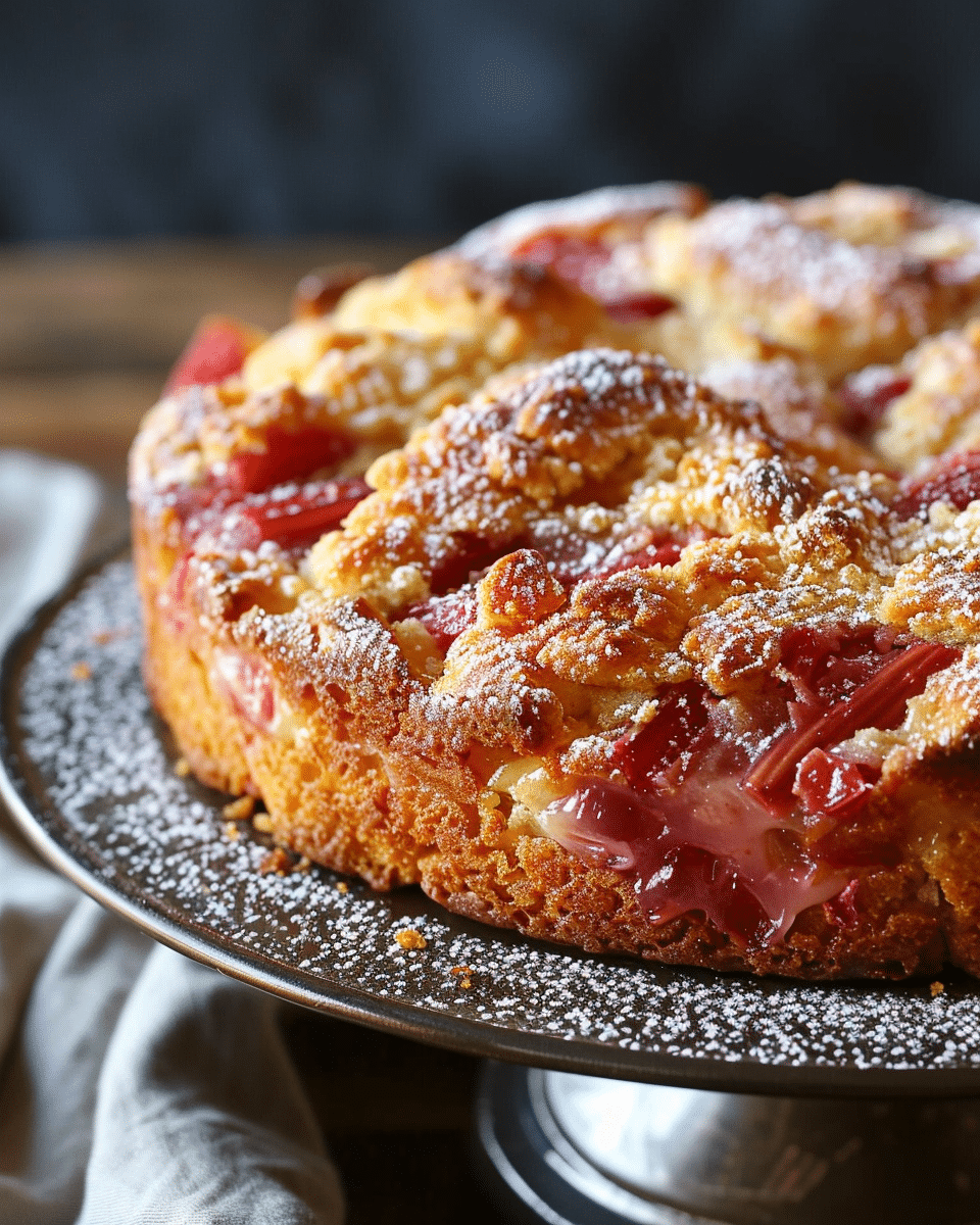 Sour Cream Rhubarb Coffee Cake