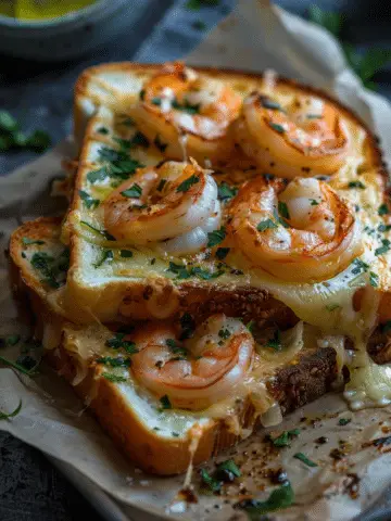 Ultimate Shrimp Grilled Cheese with Garlic Bread