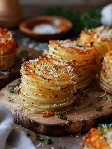 Vegan Garlic Parmesan Potato Stacks