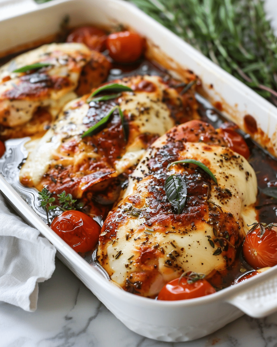 Balsamic Baked Chicken Breast with Mozzarella Cheese