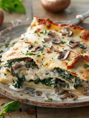 Easy Creamy Spinach Mushroom Lasagna