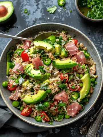 Tuna Avocado Crispy Rice Salad