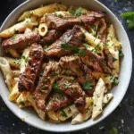 Cajun Steak Penne with Ranch Honey Cheese Sauce