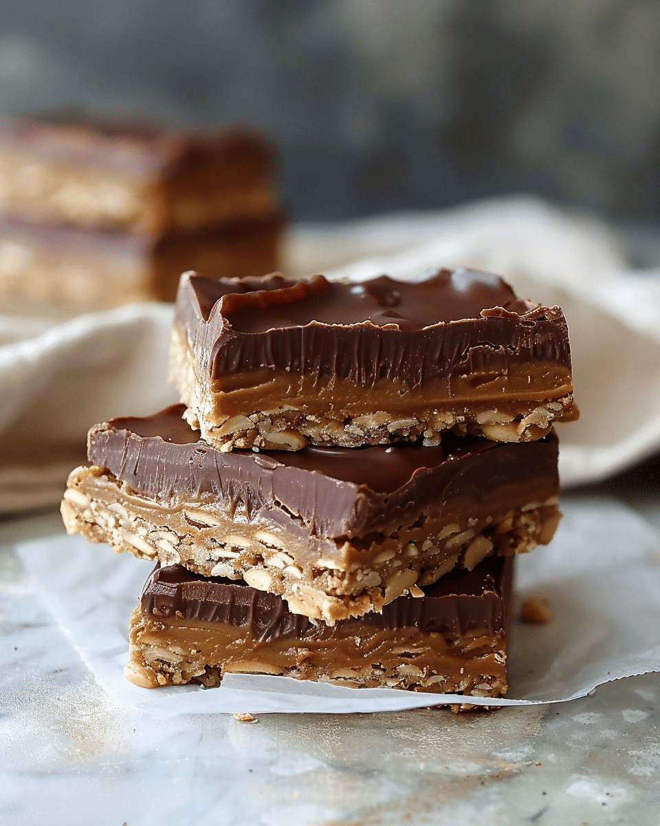 Chocolate Peanut Butter Bars (No-Bake)