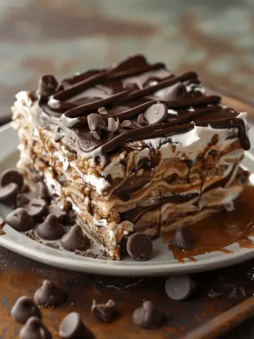No-Bake Peanut Butter Chocolate Lasagna