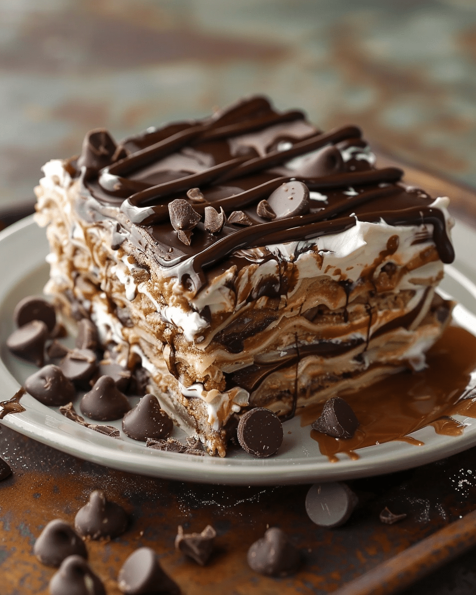 No-Bake Peanut Butter Chocolate Lasagna