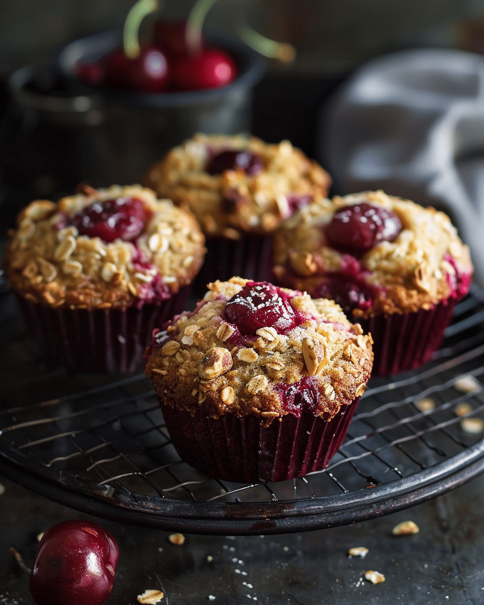No-Flour Pistachio Cherry Oat Muffins (Gluten-Free)