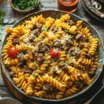 One Pot Cajun Beef and Cheddar Pasta