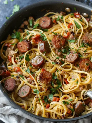 One-Pot Creamy Spicy Cajun Sausage Pasta