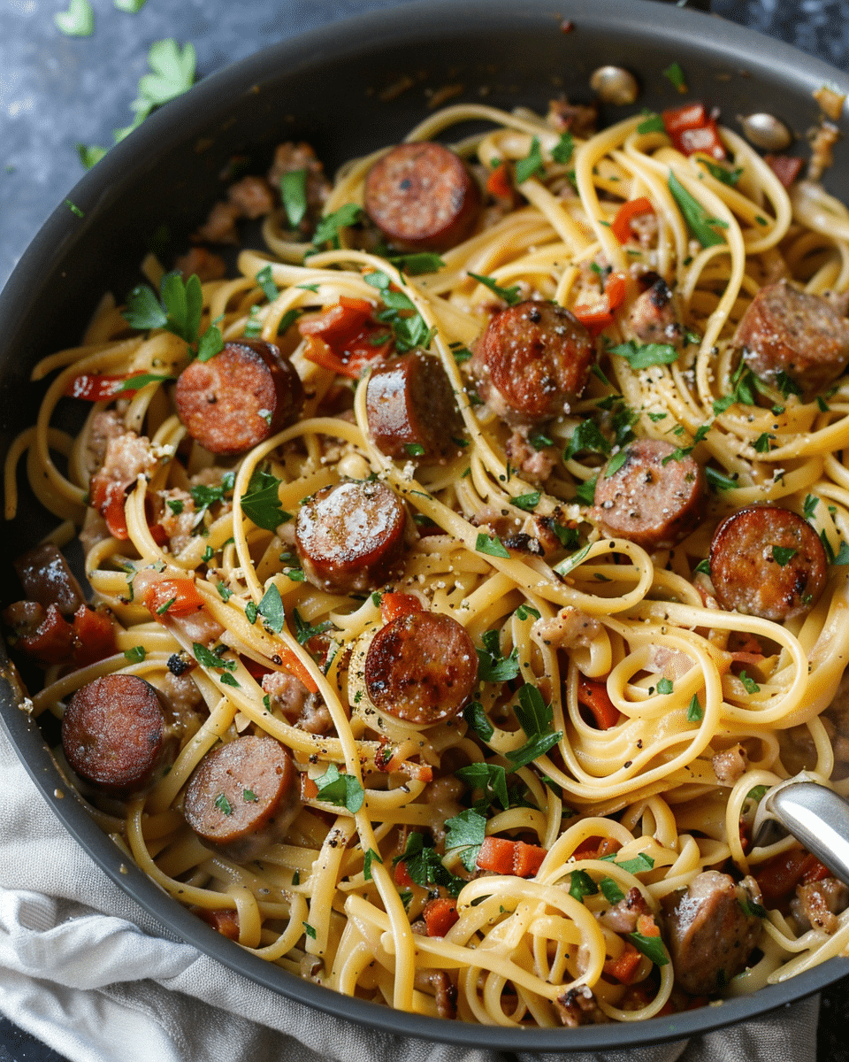 One-Pot Creamy Spicy Cajun Sausage Pasta