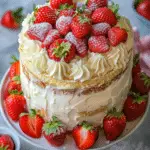 Strawberries and Cream Cheesecake Cake