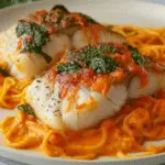 Cod in Roasted Red Pepper Sauce