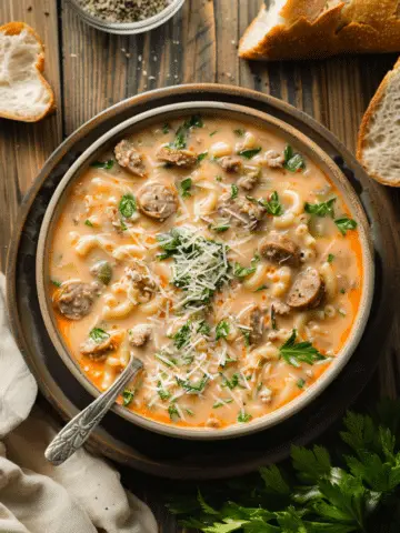 Creamy Parmesan Italian Sausage Ditalini Soup