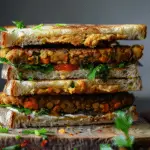 Crispy Lentil Veggie Patties Sandwich