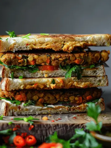 Crispy Lentil Veggie Patties Sandwich