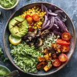Grilled Veggie Burrito Bowls with Creamy Green Rice