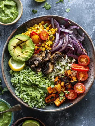 Grilled Veggie Burrito Bowls with Creamy Green Rice