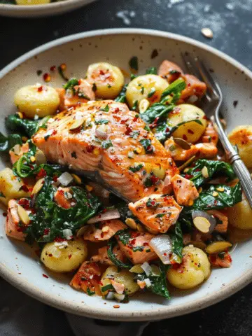 Salmon and Gnocchi Hash
